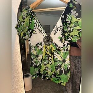 Bebe Green and Black Women's Top